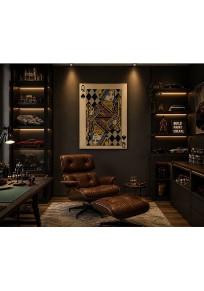 Queen Of Spades İskambil Temalı Modern Kanvas Tablo Siyah Gold Lüks Duvar Dekoru Poker & Casino Konsept Premium Canvas Art