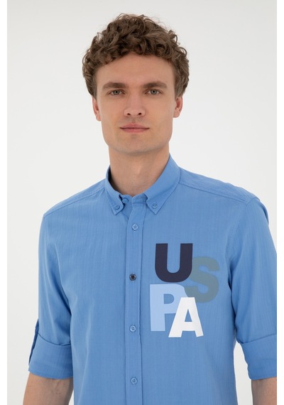 U.s. Polo Assn. Erkek Açık Mavi Gömlek Desenli 50283781-vr003 Mavi