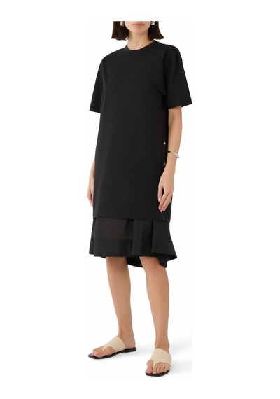 3.1 Phillip Lim Etekli Oversize Tişört Kombo Elbise Rahat Ve Şık Kadın Elbisesi Siyah