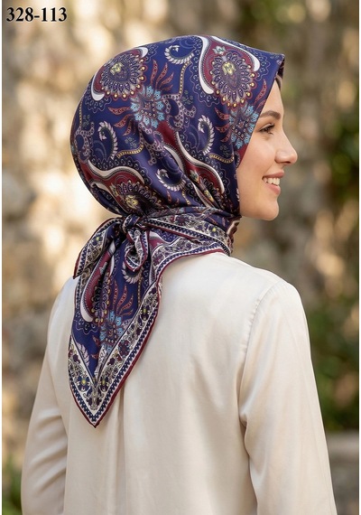 Moonscarfs Moonscarf Soft Pamuk Eşarp Lacivert 328-113 Çok Renkli
