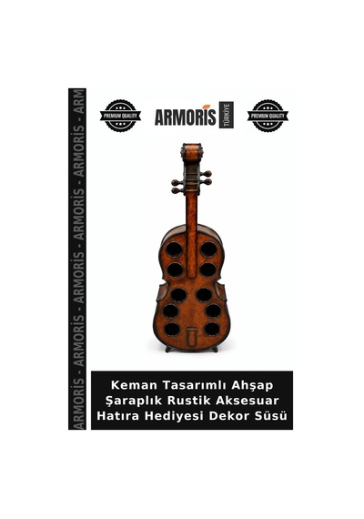 Keman Tasarımlı Ahşap Şaraplık Rustik Aksesuar Hatıra Hediyesi Dekor Süsü