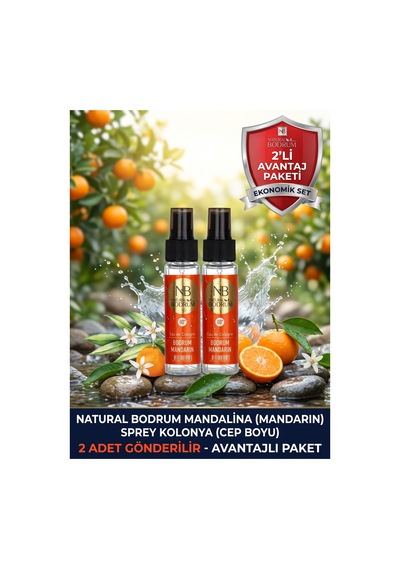 Bodrum Mandarin Mandalina Kolonyası 60 Ml Sprey Başlıklı 2'li Paket 80 Cep Boy Toptan Set
