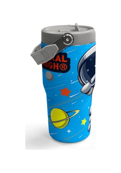 Coral High Lacivert Mavi Astronot Desenli Katlanır Ağızlıklı Çelik Termos 600 Ml 38923 Mavi