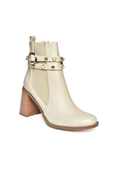 Fox Shoes R518101109 Bej Kalın Topuklu Kadın Bot Bej