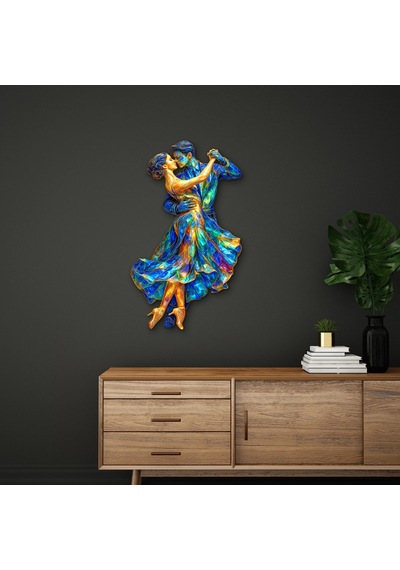 Mozaik Desenli Dans Eden Çift - Metal Tablo - Dec0271 47 X 80 Cm Çok Renkli