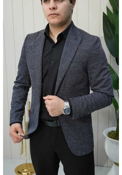 Bys Beystil Sivri Yaka Kırçıllı Lacivert Ceket Eylül- Slim Fit
