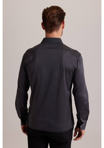 Ysf Erkek Gri Polo Yaka Sweatshirt