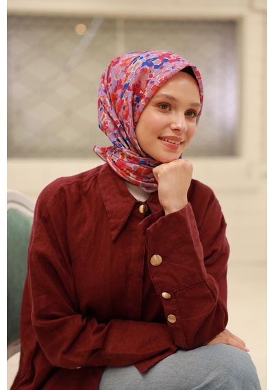 Silk Home Soft Eşarp 73081-31 Taş, Pembe, Saks Turuncu, Lila