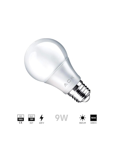 Ack E-27 9w Led Ampul 4000k Günışığı