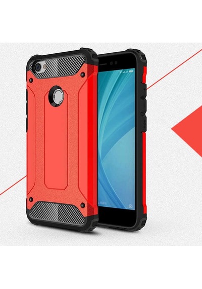 Noktaks - Xiaomi Uyumlu Xiaomi Redmi Note 5a - Kılıf Çift Katman Zırh Tank Crash Military Kapak - Kırmızı