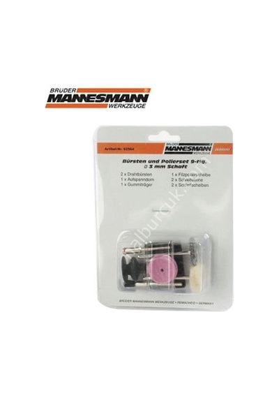 Mannesmann 92564 Gravür Hobi Mini Fırça Zımpara Seti - 9 Parça
