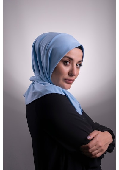 Hürrem Bone Bebe Mavisi Pratik Hazır Geçmeli Tesettür Eşarp Sandy Kumaş Arkad Çok Renkli