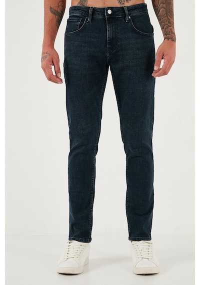 Buratti Streç Pamuklu Slim Fit Yüksek Bel Dar Paça Jeans Erkek Kot Pantolon 3300C46Tokyo Mavi
