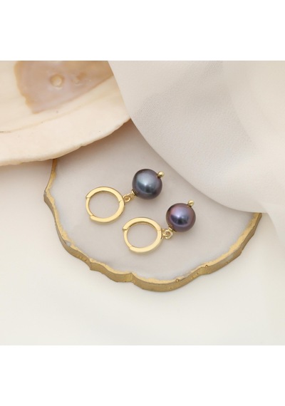 925 Ayar Gümüş Barock Ocean Blue Tatlısu İncisi Küpe-10mm