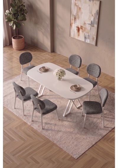 Hooli 90x168 Beyaz Mdf Masa, Metal X Ayak, Metal Sandalye, 6 Kişilik Mutfak Masası Takımı Ve Yemek Masası Takımı Siyah Hooli 90x168 Beyaz Mdf Masa, Metal X Ayak, Metal Sandalye, 6 Kişilik Mutfak Masası Takımı Ve Yemek Masası Takımı Siyah