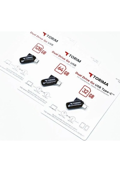 Özel Seri Dosya Taşıma Aktarım Usb Flash Bellek Type C Otg Çift Sürücülü 128gb Siyah