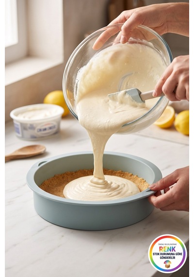 Silikon Cheesecake Kalıbı Kulplu Dalgalı Yuvarlak Pasta Kek Kalıbı Platinum Silikon 28 Cm Çok Renkli