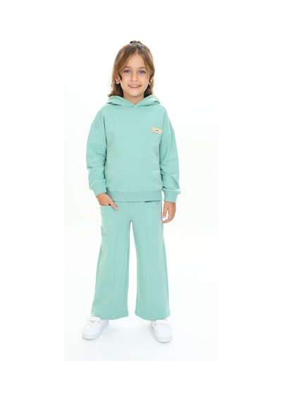 Toontoy Kids Toontoy Kız Çocuk Kapüşonlu Göğsü Armalı Eşofman Takım Yeşil