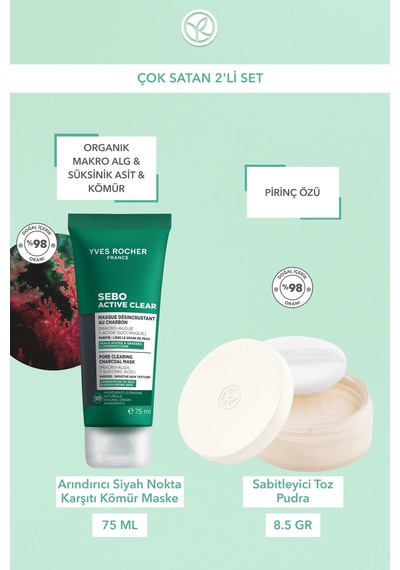 Yves Rocher 2'li Set- Kömür Maske 75 Ml & Toz Pudra 8.5 G