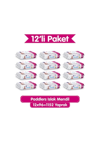 Islak Mendil 1152 Yaprak (12x96) Koli - Yumuşak Dokulu %0 Paraben