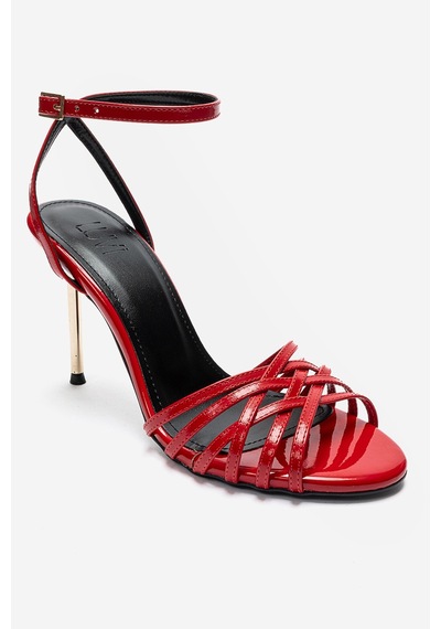 Luvishoes Lorıon Kırmızı İnce Bantlı Kadın Topuklu Ayakkabı