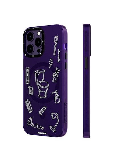 Apple Uyumlu iPhone 14 Pro Max Kılıf Magsafe Şarj Özellikli Desenli Youngkit Plaything Serisi Kapak Beyaz