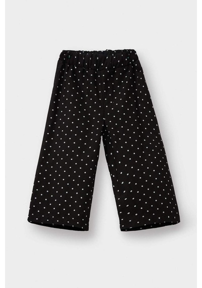 Defacto Kız Bebek Wide Leg Puantiyeli Düz Paça Poplin Pantolon G3655a525aubk27 Siyah