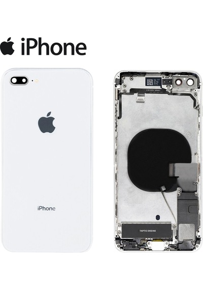 Apple Uyumlu iPhone 8 Plus Dolu Kasa Beyaz Renk Şarj Soketi+On Off Flex+Ses Flex Üstünde