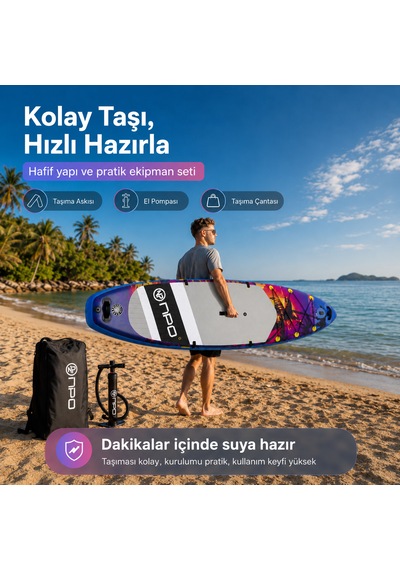 Npo Sunset Palm 305x81x15cm Şişme Premium Sup Paddle Board 148kg Kürek Pompa Çanta Koltuklu Full Set