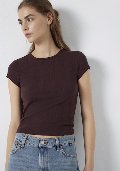 Mavi - Kahverengi Basic Tişört 1613808-70223 Kahverengi