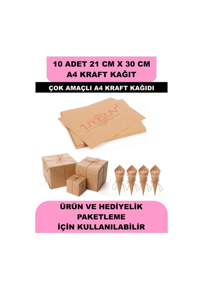 10 Adet A4 Kraft Kağıt 21x30 100 Gr. Yazıcı Uyumlu, Vintage Resim Kağıdı, Çocuk Etkinlik Kağıdı