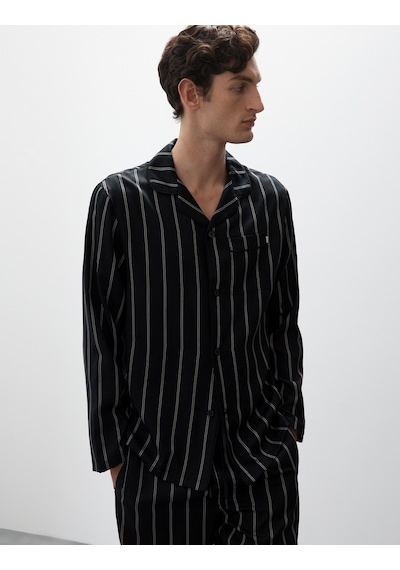 Marks & Spencer Regular Fit Çizgili Pijama Üstü T07001310A Çok Renkli