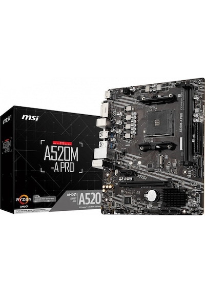 Msı A520m A Pro Ddr4 M2 Pcıe Nvme Hdmı Dvı Pcıe 16x V3 0 Am4 Matx