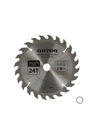 Ahşap Kesme Diski Rotor 185 20/16 Adaptörlü 24t