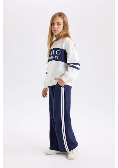 DeFacto Kız Çocuk Oversize Geniş Kalıp Bisiklet Yaka Baskılı Sweatshirt D3806A824WNNV241 Lacivert