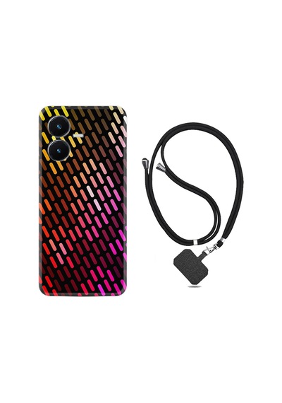 Vivo Y22S Kılıf İpli Boyun Askılı Desenli Silikon Line Neon 2 1842