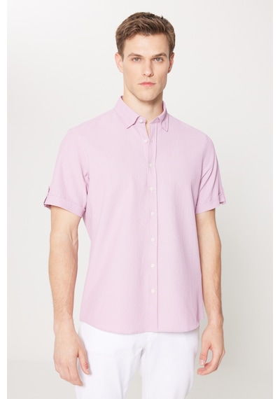 AC&Co / Altınyıldız Classics Erkek Lıla Slim Fit Dar Kesim Gizli Düğme Yaka Kısa Kollu Gömlek Lila AC&Co / Altınyıldız Classics Erkek Lıla Slim Fit Dar Kesim Gizli Düğme Yaka Kısa Kollu Gömlek Lila