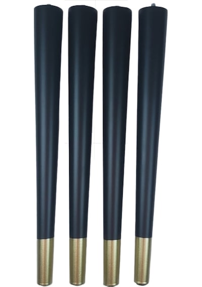Gürgen Ahşap Sandalye Sehpa Ayağı Metrik-8 Vidalı 42 Cm - 4 Adet Ucu Gold Siyah Renk