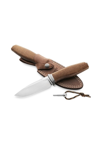 Lionsteel Acha Natural Burlap Mikarta Kamp Bıçak Kahverengi