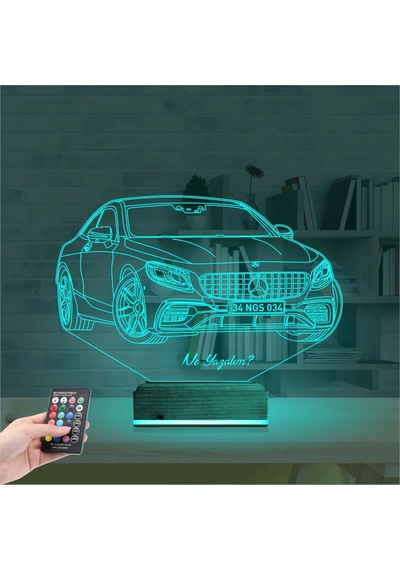 Luvivia Mercedes Araba S63 Kişiye Özel 3d Lamba - Masa Gece Lambası Şeffaf