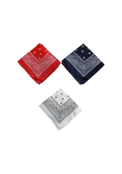 Pamuklu Klasik Desen Unisex 3lü Bandana Seti Renkli Bandana Etnik Desenli A Kalite Bandana Antrasit - Gri