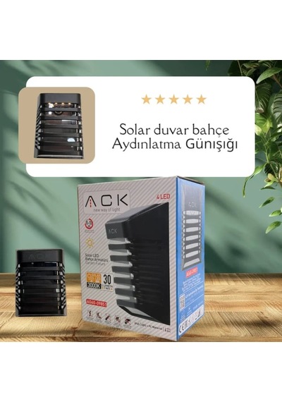 Ack Solar Led Çit Aplik 3000k Ip54 Siyah 90mmx120mmx53mm Ag60-09851