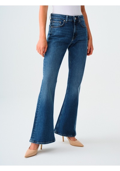 Flare Slim Fit Kadın Pantolon Denim