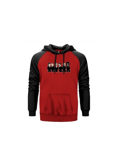 Linkin Park Minutes Cartoon Kırmızı Renk Reglan Kol Sweatshirt Kırmızı