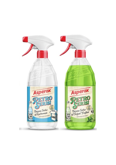 Asperox Retro Serisi 1 Litre Beyaz Sirke & Doğal Yağlar Ve Beyaz Sirke & Karbonat 2'li Set
