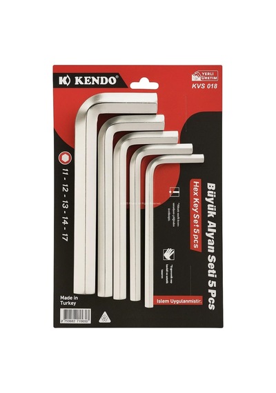 Kendo 5 Parça Büyük Alyan Seti, Krom-vanadyum Çelik, Alyan Anahtar Takımı, Sertleştirilmiş Çelik, Isıl İşlem Uygulanmış, Dayanıklı, Tamirat Aleti, Kavisli Ve Estetik Tasarım