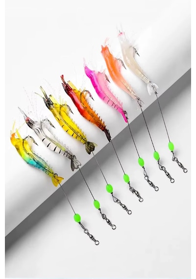 7 Renk Karides Shrimp Kancalı Fosforlu 8.5cm 6gr Silikon Yem 7ad