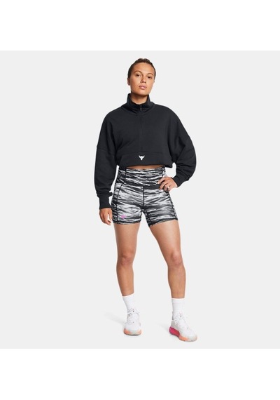 Under Armour - Kadın Ua Project Rock Lets Go Btb Middy Baskılı Kısa Tayt 1388091-001 Black Vivid Magenta