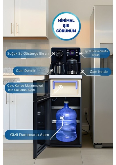 Wasspender Çay Makineli Gizli Damacanalı Su Sebili