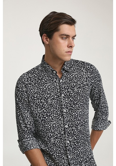 D's Damat Slim Fit Siyah Baskılı Gömlek 8ec02ap02259d Siyah